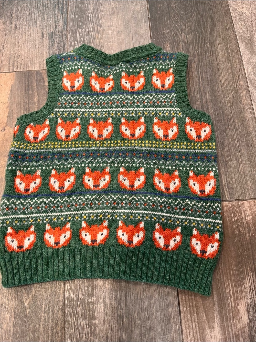 JoJo Maman Bebe Boys 2-3 Y Fair isle Green Fox Sweater Lambswool Knit Sweater - Picture 6 of 6